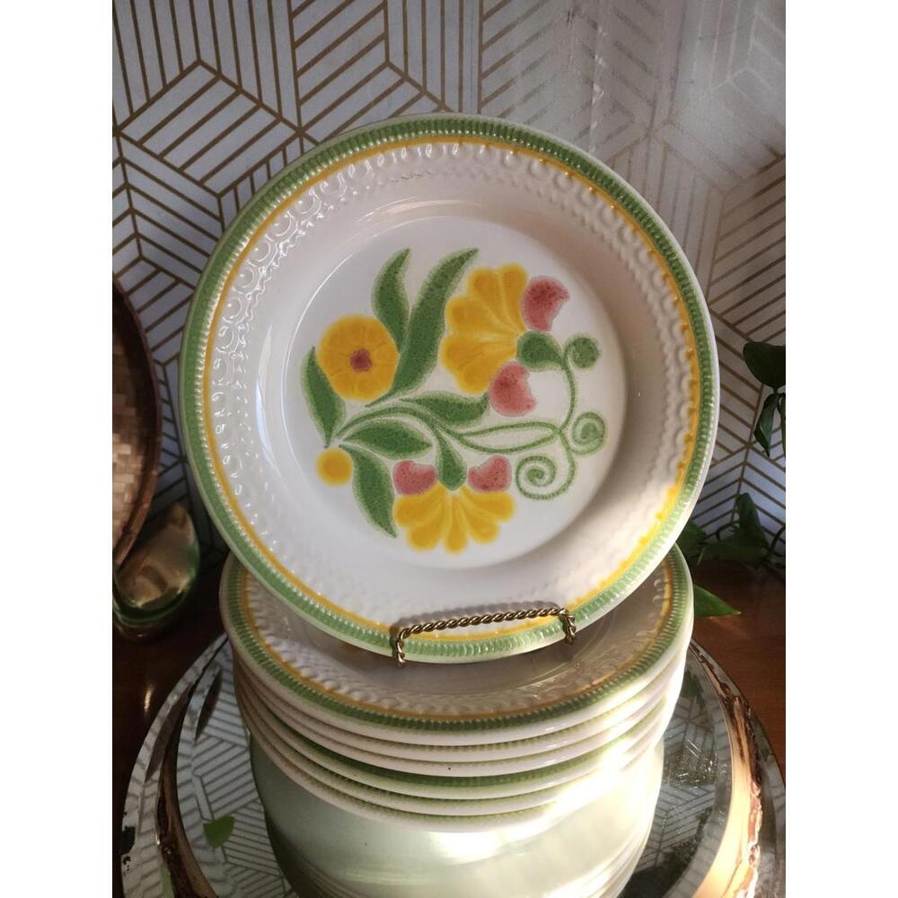 Vintage 1970s Set Of Five Franciscan Floral Maypole 10-3/4” Dinner Plates